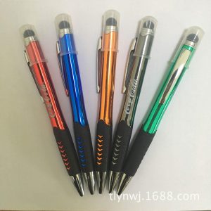 護套圓珠筆_uv電鍍工藝筆logo自發(fā)光led燈箱觸控電容塑料護套
